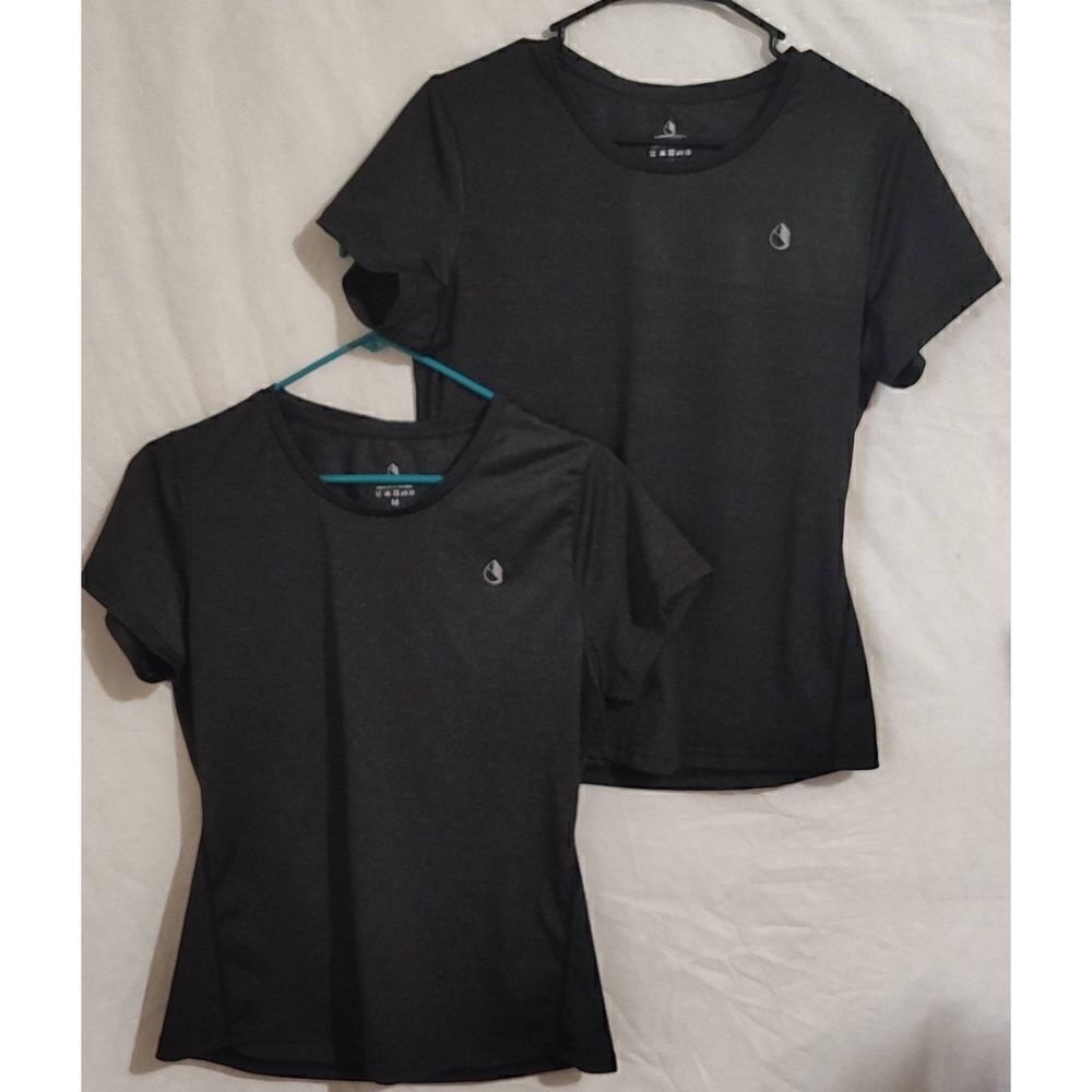 ICYZONE Women's Workout Fitness Athletic Tops Sz M Duplicate of 2 shiny black